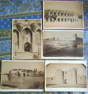 LOT DE 5 PHOTO GRAND CDV ANCIENNE AVIGNON LE PONT LES REMPARTS ENTREE VILLE - Ancianas (antes De 1900)