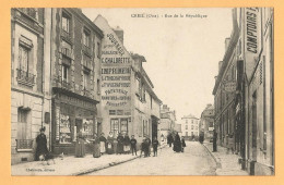 0071  CPA  CREIL  (Oise)  Rue De La République - LIBRAIRIE MODERNE   JOURNAUX  C. CHALBRETTE - TAVERNE POPULAIRE BILLARD - Creil