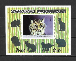 Ajman 1971 Animals - Wildcats IMPERFORATE MS MNH - Ajman