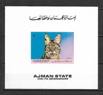 Ajman 1971 Wild Cats - Serval IMPERFORATE MS MNH - Felini