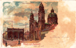 München - Gruss Aus MUENCHEN - Theatinerkirche - Litho 1901 - München