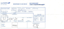 RECEPISSE D' UN ENVOI RECOMMANDE AVEC CACHET TOULON INSTRUCTION MARINE LE 13/3/1990 - Scheepspost