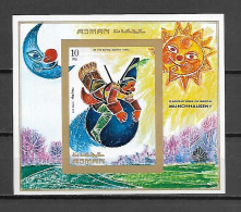 Ajman 1971 Art - Paintings - Adventures Of Baron Von Munchhausen IMPERFORATE MS ΜΝΗ - Adschman