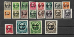 GERMANIA ANTICHI STATI 1919  BAVIERA  SOPRASTAMPATI  UNIF. 116-135 MLH VF - Postfris