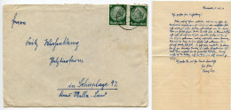 Germany 1939 Cover & Letter; Neumünster To Schiplage; 6pf. Hindenburg, Pair - Storia Postale