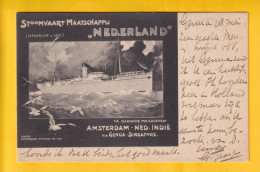 RARE ADVERTISING SHIPPING POSTCARD - AMSTERDAM - GENUA - SINGAPORE - DUTCH EAST INDIES - ' REMBRANDT ' - Paquebote
