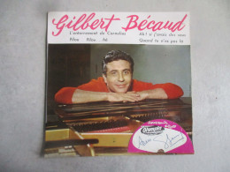 AUTOGRAPHE GILBERT BECAUD CHANTEUR SUR DISQUE 45 TOURS - 45 G - Maxi-Single