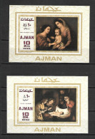 Ajman 1969 Art - Paintings - 2 IMPERFORATE MS MNH - Adschman