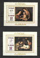 Ajman 1969 Art - Paintings - 2 IMPERFORATE MS MNH - Autres & Non Classés