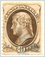 United States 1870-1871 10c Jefferson Brown Used Stamp V1 - Oblitérés