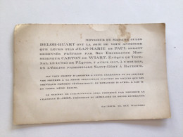 Ancien Faire-part Ordination Sacerdotale De Jean-Marie Et Paul Delor Par Monseigneur Carton De Wiart Évêque De Tournai - Otros & Sin Clasificación