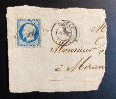 Frankreich 1852 Napoleon Mi. 9, Yvert 10 Gestempelt/o RISCLE + RAUTENSTEMPEL Auf Briefstück - 1852 Louis-Napoléon