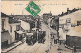 ROANNE - Rue De Clermont, Eglise St Louis Et Rue Brison - Roanne