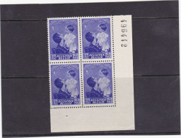 1937-COB 453-V 1,75Fr Wit Uurwerk Op Pols-Montre Blanche - Bl4x MNH - 1931-1960