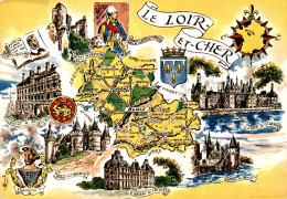 41 SOUVENIR DE FRANCE LE LOIR ET CHER CARTE DU DEPARTEMENT SES MONUMENTS ET SON BLASON - Andere & Zonder Classificatie