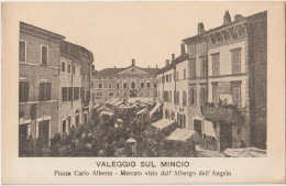 Cartolina Vallegio Sul Mincio (Italie) Il Mercato Piazza Carlo Alberto   Albergo   Ed V T V   RARE - Verona