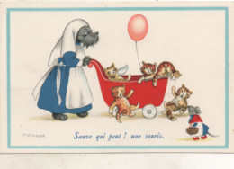 Par Cooper - CPA - Sauve Qui Peut ! Une Souris  . Chien Et Chats Humanisés - Ballon - - Chats