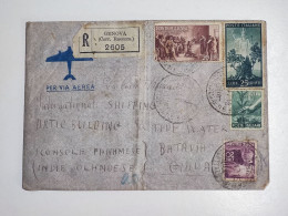 Lettera Raccomandata Via Aerea Da Genova Per Giava Indie Olandesi Del 1947 - Luftpost