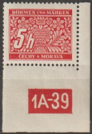 042/ Pof. DL 1, Corner Stamp, Non-perforated Border, Plate Number 1A-39 - Neufs