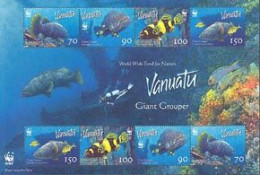 VANUATU 2006 - W.W.F. - Giant Grouper - Feuillet De 2 Séries De 4 V. - Fishes