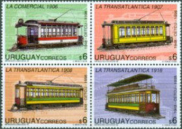 URUGUAY 1998 - Tramways- 4 V. Se Tenant - Tranvías