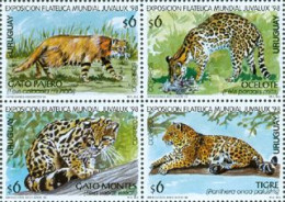 URUGUAY 1998 - Félins - Juvalux 98 - 4 V. - Big Cats (cats Of Prey)