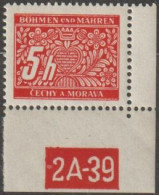 043/ Pof. DL 1, Corner Stamp, Perforated Border, Plate Number 2A-39 - Unused Stamps