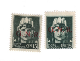 ITALIA, 1944, RSI, CENT 15, MH*, DIFFERENT COLOR - Nuovi