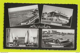 33 ARCACHON N°9085 En 4 Vues Voiliers Régates Casino Mauresque Plage VOIR DOS Et Flamme En 1964 - Arcachon