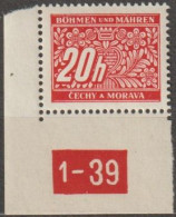 044/ Pof. DL 3, Corner Stamp, Non-perforated Border, Plate Number 1-39 - Ungebraucht