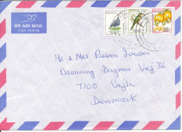 Kenya Air Mail Cover Sent To Denmark Topic Stamps Incl. BIRDS - Kenya (1963-...)