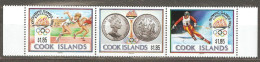 Cook Islands: Full Set Of 3 Mint Stamps - Strip, Olympic Games, 1990, Mi#1307-9, MNH - Islas Cook