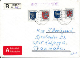 Latvija Registered Cover Sent To Denmark - Lettonia