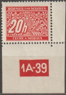 045/ Pof. DL 3, Corner Stamp, Perforated Border, Plate Number 1A-39 - Neufs