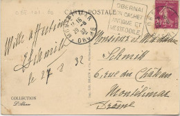 CARTE  KLINGENTHAL - OBLITERATION  DAGUIN OBERNAI SON CACHET ANTIQUE ET MT STE ODILE- ANNEE 1932 - Mechanical Postmarks (Other)