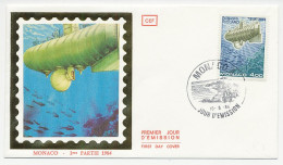 Cover / Postmark Monaco 1984 Submarine - Auguste Piccard - Marine Life