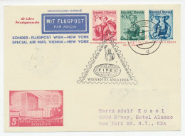 Postal Stationery Austria 1956 FFC / First Flight Card Austria - USA - Lady Liberty  - Airplanes