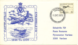 Greenland FDC With Special Cachet 1.st Luftflotille Eskadrille 721, 50th Anniversary 12-10-1976 See Backside Cancel Vaer - Lettres & Documents