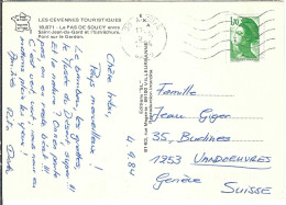 FRANCE Ca.1984: CP Ill. De Anouze (Gard) à Vandoeuvres (Suisse) - Storia Postale