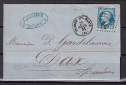 D 806 / NAPOLEON N° 22 SUR LETTRE - 1862 Napoléon III