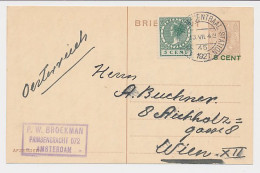 Briefkaart G. 218 / Bijfrankering Amsterdam - Oostenrijk 1927 - Postwaardestukken