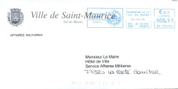 ENVELOPPE AVEC FLAMME SAINT MAURICE PARAINNE LE CHASSEUR DE MINES VERSEAU - VILLE DE SAINT MAURICE 94 - Storia Postale