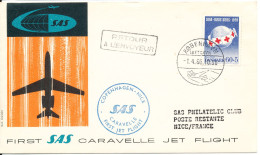 Denmark First SAS Caravelle Jet Flight Copenhagen - Nice 1-4-1960 - Cartas & Documentos