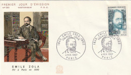 ///   FRANCE ///    PREMIER JOUR ---  FDC  ---  Emile Zola - 1960-1969