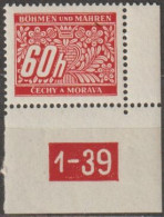 054/ Pof. DL 7, Corner Stamp, Perforated Border, Plate Number 1-39 - Neufs