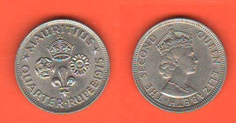Mauritius Quarter Rupee 1975 Nickel Coin Queen Elizabeth II° - Mauricio