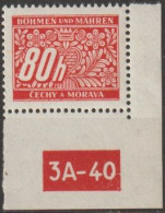 057/ Pof. DL 8, Corner Stamp, Non-perforated Border, Plate Number 3A-40 - Neufs