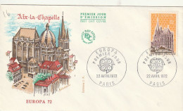 ///   FRANCE ///    PREMIER JOUR ---  FDC  ---  Europa 1972 Aix La Chapelle - 1970-1979