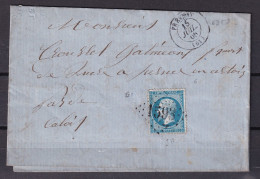 D 807 / NAPOLEON N° 22 SUR LETTRE - 1862 Napoleone III