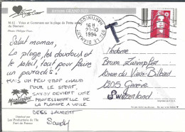 FRANCE Ca.1994: CP Ill. Du Diamant (Martinique) à Genève (Suisse) - Lettres & Documents